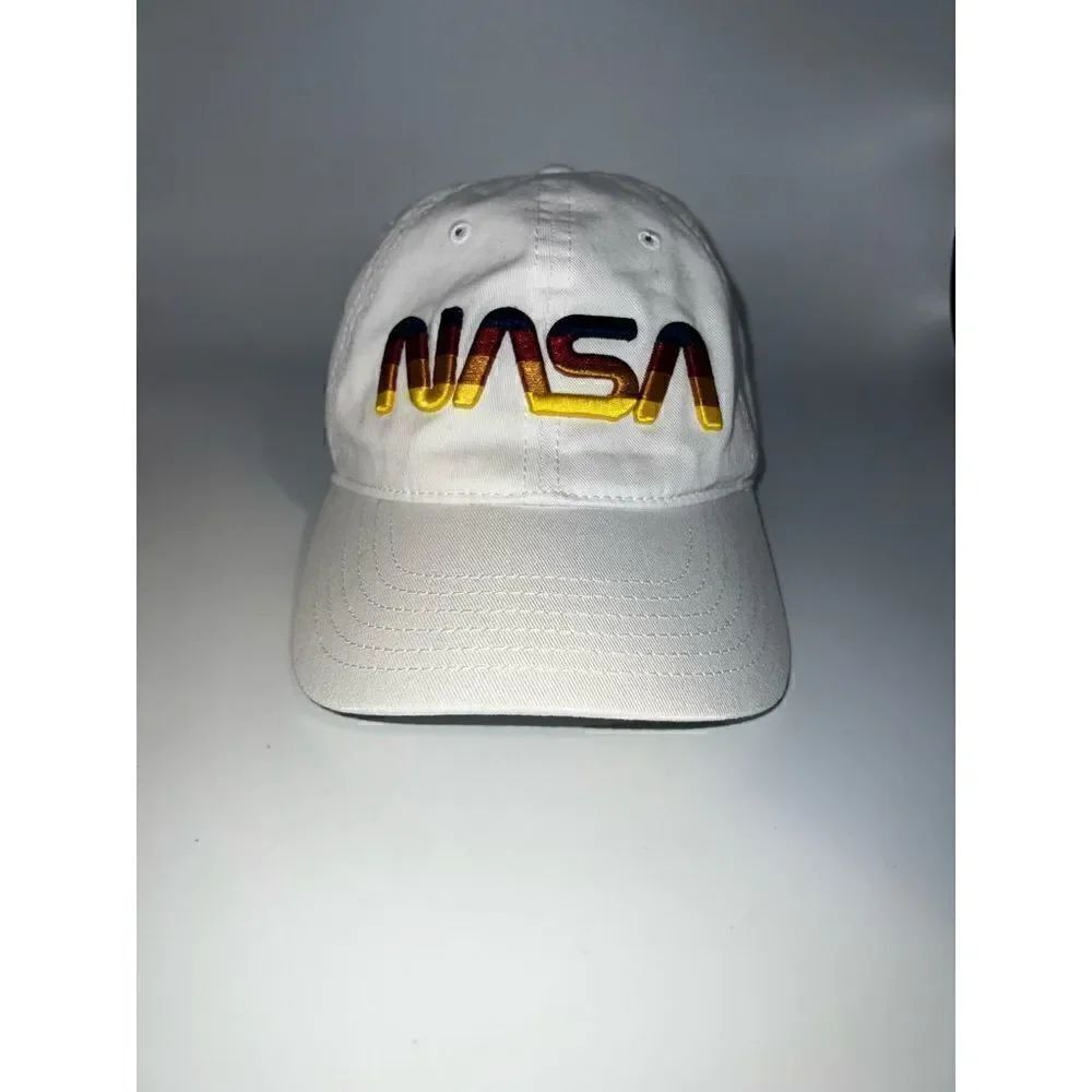 NASA mad engine worm logo embroidered white hat